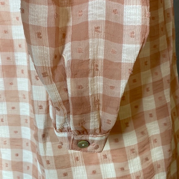 Womens Nanette Lepore Long Sleeve Dobby Gingham Tie Neck Blouse. XS - Picture 6 of 7